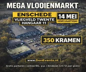 Mega vlooienmarkt vliegveld Twente Enschede hemelvaartsdag 2026